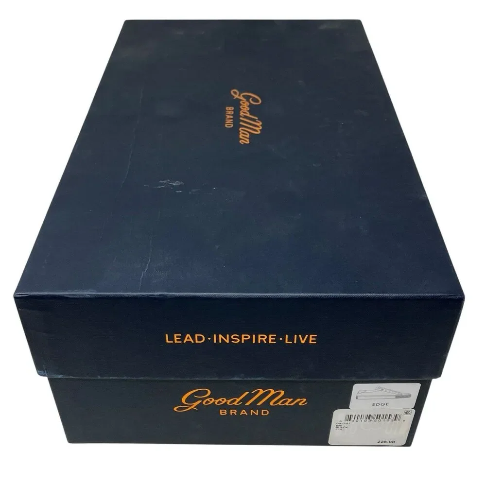 Good Man Brand Sneakers Mens 11.5 Black Leather Edge Lo Top‎ Vachetta Italy New